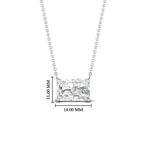 Horizontal Radiant Diamond Solitaire Pendant