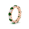 Load image into Gallery viewer, 3.60-carat-cirque-round-diamond-and-emerald-eternity-wedding-band-in-rose-gold-FD8072ROBGEMGRANGLE2-3.60CT-NL-RG?v=1751956652
