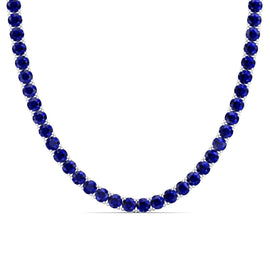 Prong Set Round Sapphire Tennis Necklace