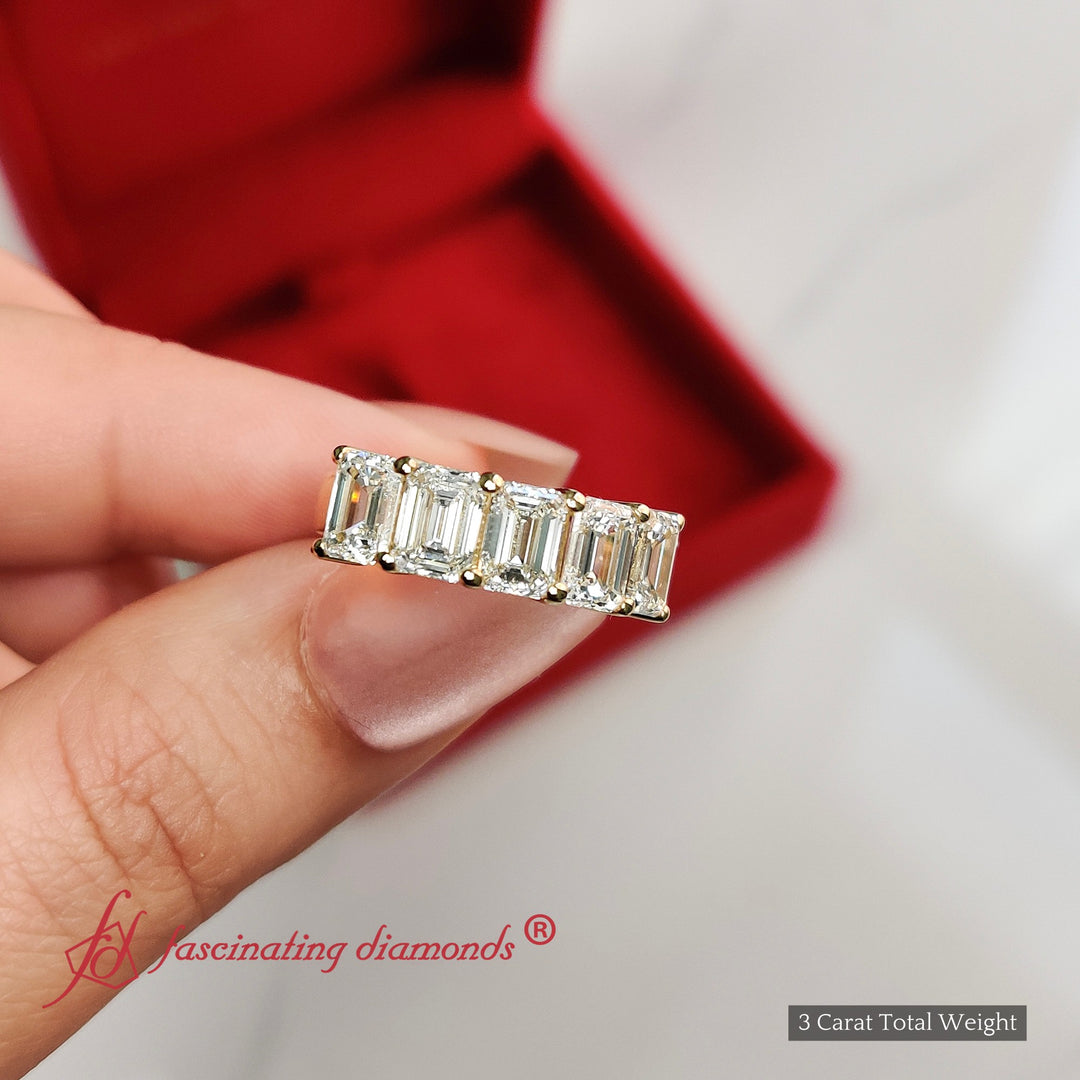 Emerald Cut Five Stone Diamond Anniversary Ring