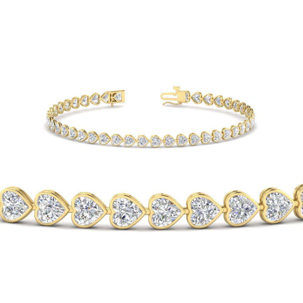 4.40 Ct. Heart Shaped Diamond Bezel Tennis Bracelet