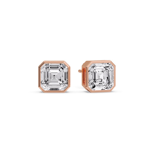 Asscher Diamond Bezel Stud Earring