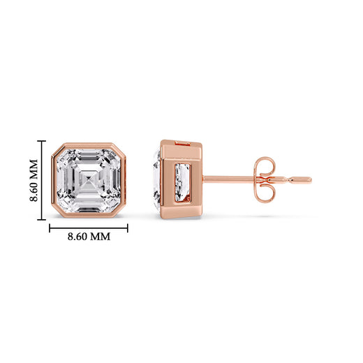 Asscher Diamond Bezel Stud Earring