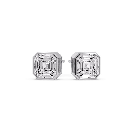 Asscher Diamond Bezel Stud Earring
