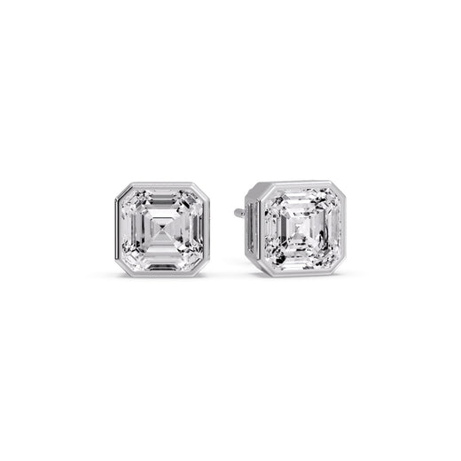 Asscher Diamond Bezel Stud Earring