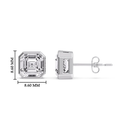 Asscher Diamond Bezel Stud Earring