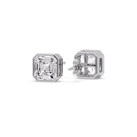 Asscher Diamond Bezel Stud Earring