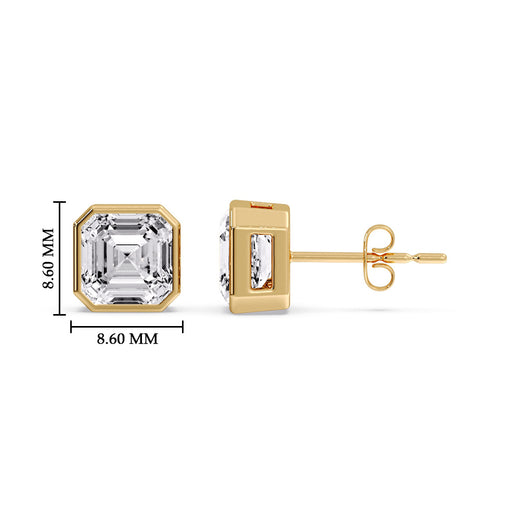 Asscher Diamond Bezel Stud Earring