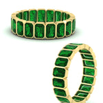 Load image into Gallery viewer, 4-carat-bezel-emerald-cut-eternity-emerald-wedding-band-in-yellow-gold-FD-10417EMBGEMGRANGLE3-4.00CT-NL-YG
