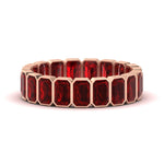 Load image into Gallery viewer, 4-carat-bezel-emerald-cut-eternity-ruby-wedding-band-in-rose-gold-FD-10417EMBGRUDR-4.00CT-NL-RG
