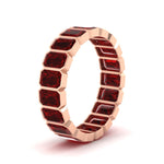 Load image into Gallery viewer, 4-carat-bezel-emerald-cut-eternity-ruby-wedding-band-in-rose-gold-FD-10417EMBGRUDRANGLE2-4.00CT-NL-RG
