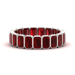 Load image into Gallery viewer, 4-carat-bezel-emerald-cut-eternity-ruby-wedding-band-in-white-gold-FD-10417EMBGRUDR-4.00CT-NL-WG
