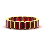 Load image into Gallery viewer, 4-carat-bezel-emerald-cut-eternity-ruby-wedding-band-in-yellow-gold-FD-10417EMBGRUDR-4.00CT-NL-YG
