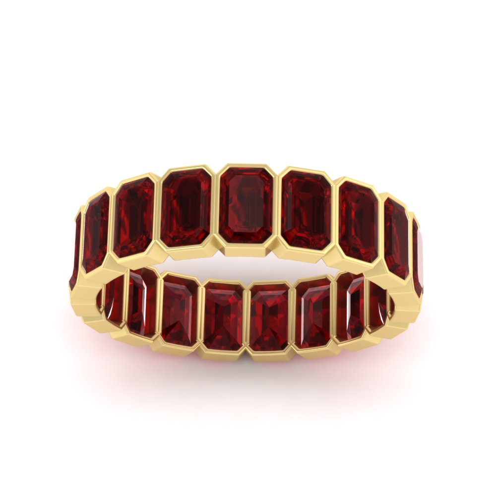 4-carat-bezel-emerald-cut-eternity-ruby-wedding-band-in-yellow-gold-FD-10417EMBGRUDRANGLE5-4.00CT-NL-YG