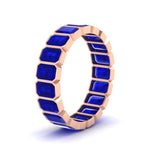 Load image into Gallery viewer, 4-carat-bezel-emerald-cut-eternity-sapphire-wedding-band-in-rose-gold-FD-10417EMBGSABLANGLE2-4.00CT-NL-RG
