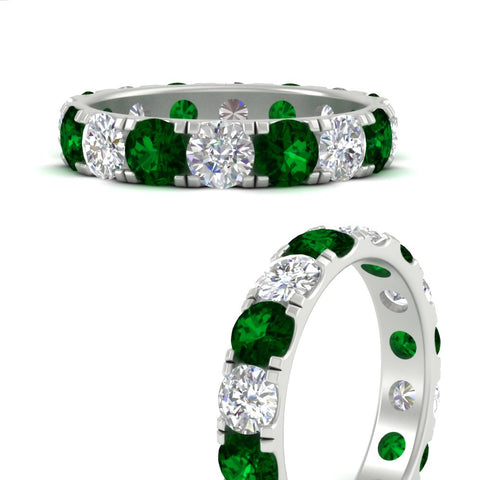4-carat-double-prong-eternity-wedding-band-diamond-and-emerald-in-white-gold-FDEWB8371GEMGRANGLE3-4.00CT-NL-WG