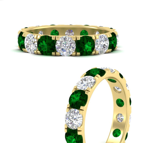 4-carat-double-prong-eternity-wedding-band-diamond-and-emerald-in-yellow-gold-FDEWB8371GEMGRANGLE3-4.00CT-NL-YG