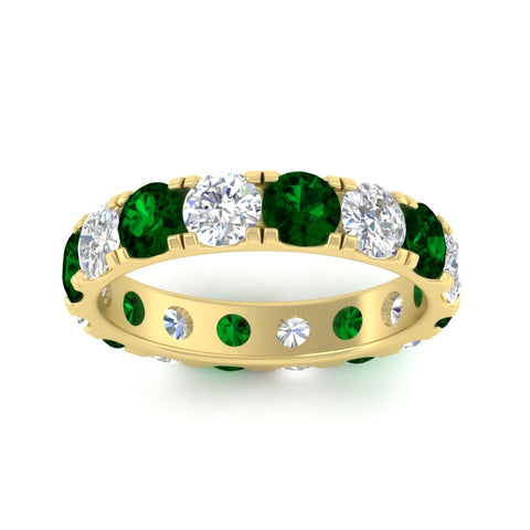 4-carat-double-prong-eternity-wedding-band-diamond-and-emerald-in-yellow-gold-FDEWB8371GEMGRANGLE5-4.00CT-NL-YG