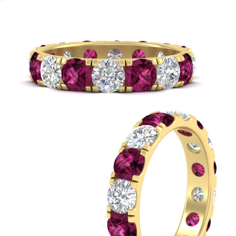 4-carat-double-prong-eternity-wedding-band-diamond-and-pink-sapphire-in-yellow-gold-FDEWB8371GSADRPIANGLE3-4.00CT-NL-YG
