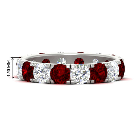 4-carat-double-prong-eternity-wedding-band-diamond-and-ruby-in-white-gold-FDEWB8371GRUDR-4.00CT-NL-WG-HW