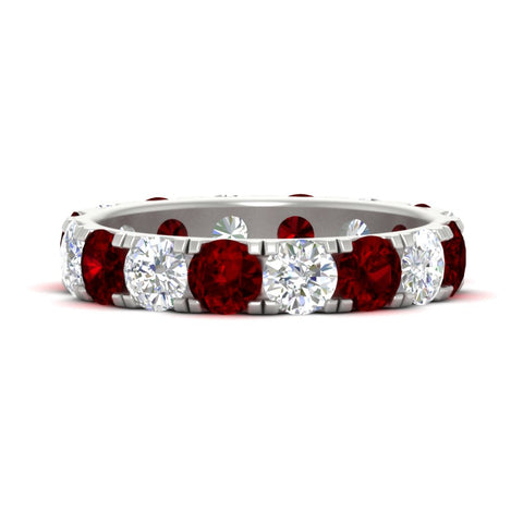 4-carat-double-prong-eternity-wedding-band-diamond-and-ruby-in-white-gold-FDEWB8371GRUDR-4.00CT-NL-WG