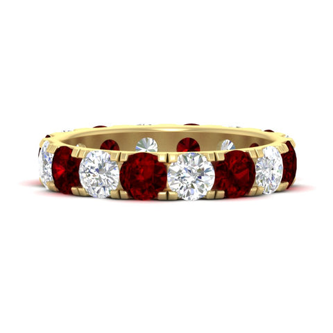 4-carat-double-prong-eternity-wedding-band-diamond-and-ruby-in-yellow-gold-FDEWB8371GRUDR-4.00CT-NL-YG