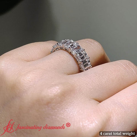 4 Carat Eternity Emerald Cut Diamond Ring
