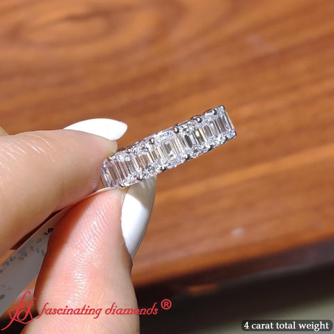 4 Carat Eternity Emerald Cut Diamond Ring