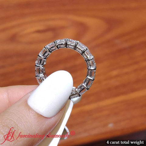 4 Carat Eternity Emerald Cut Diamond Ring