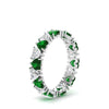 Load image into Gallery viewer, 4-carat-heart-eternity-diamond-anniversary-band-with-emerald-in-white-gold-FDEWB8439GEMGRANGLE2-NL-WG