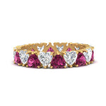 Load image into Gallery viewer, 4-carat-heart-eternity-diamond-anniversary-band-with-pink-sapphire-in-yellow-gold-FDEWB8439GSADRPI-NL-YG
