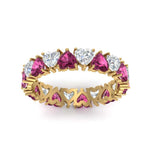 Load image into Gallery viewer, 4-carat-heart-eternity-diamond-anniversary-band-with-pink-sapphire-in-yellow-gold-FDEWB8439GSADRPIANGLE5-NL-YG
