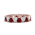 Load image into Gallery viewer, 4-carat-heart-eternity-diamond-anniversary-band-with-ruby-in-rose-gold-FDEWB8439GRUDR-NL-RG
