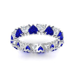 Load image into Gallery viewer, 4-carat-heart-eternity-diamond-anniversary-band-with-sapphire-in-white-gold-FDEWB8439GSABLANGLE5-NL-WG
