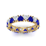 Load image into Gallery viewer, 4-carat-heart-eternity-diamond-anniversary-band-with-sapphire-in-yellow-gold-FDEWB8439GSABLANGLE5-NL-YG
