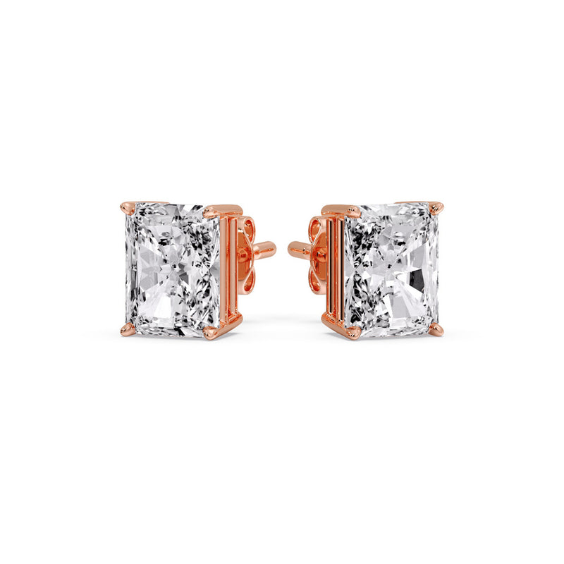 Radiant Diamond Basket Stud Earring
