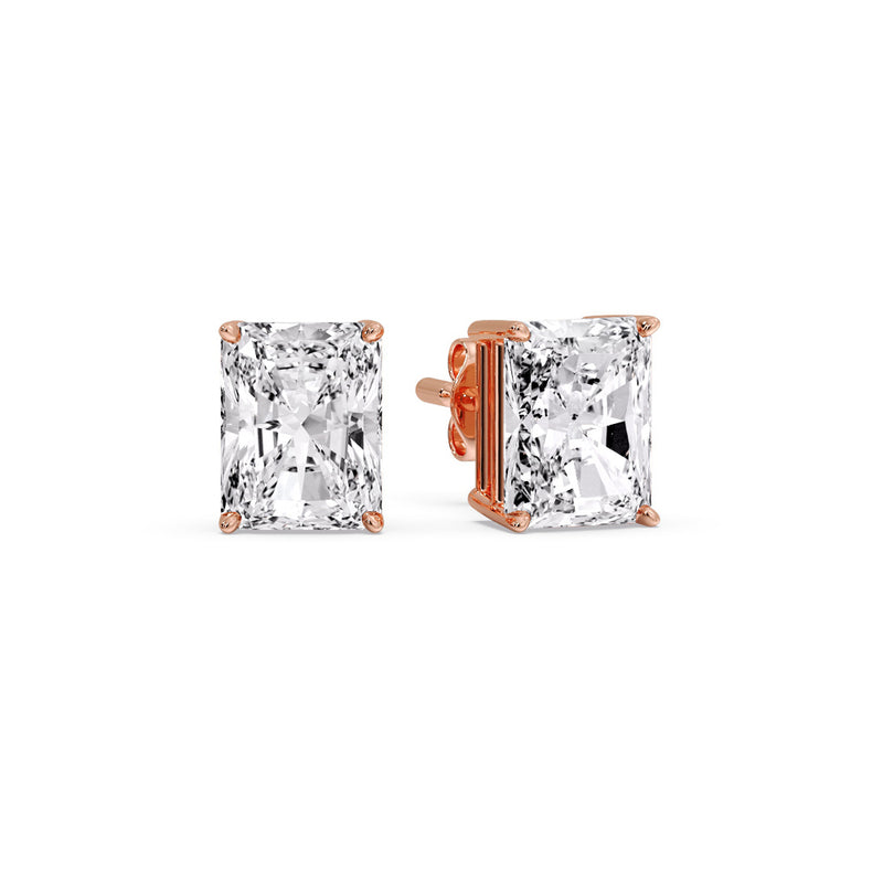 Radiant Diamond Basket Stud Earring