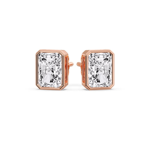 Minimalist Radiant Diamond Bezel Studs