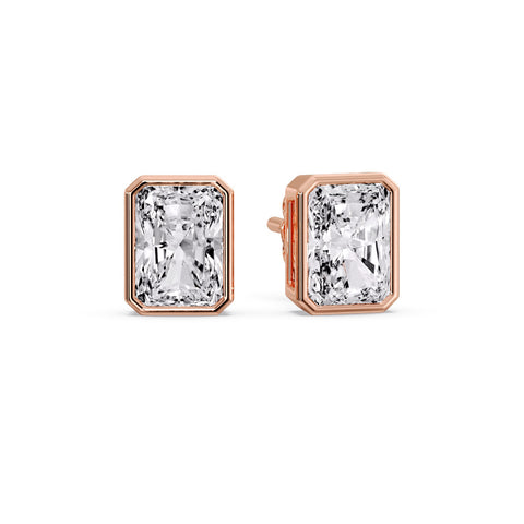 Minimalist Radiant Diamond Bezel Studs