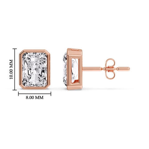 Minimalist Radiant Diamond Bezel Studs