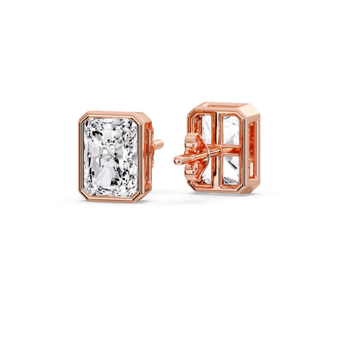 Minimalist Radiant Diamond Bezel Studs