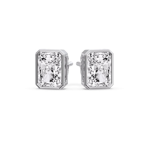 Minimalist Radiant Diamond Bezel Studs