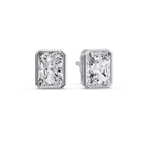 Minimalist Radiant Diamond Bezel Studs