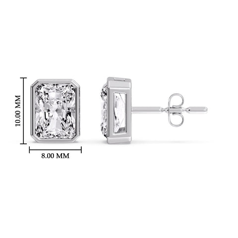 Minimalist Radiant Diamond Bezel Studs