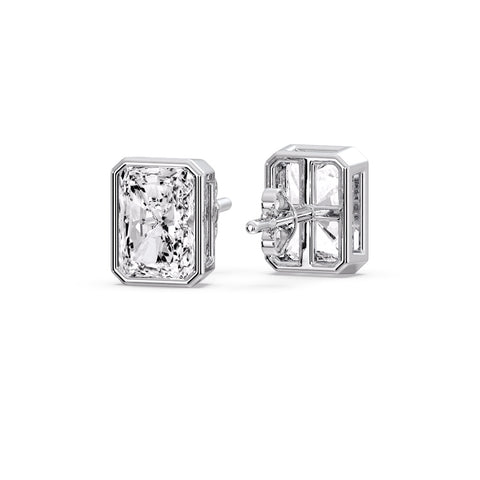 Minimalist Radiant Diamond Bezel Studs