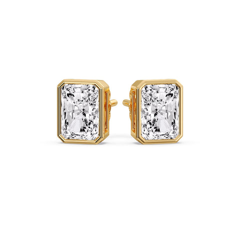 Minimalist Radiant Diamond Bezel Studs