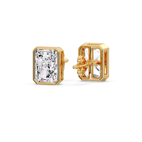 Minimalist Radiant Diamond Bezel Studs