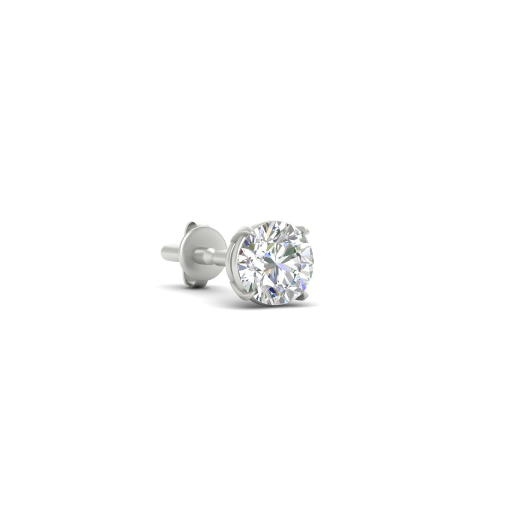 4 Carat Round Cut Single Stud Earring For Man