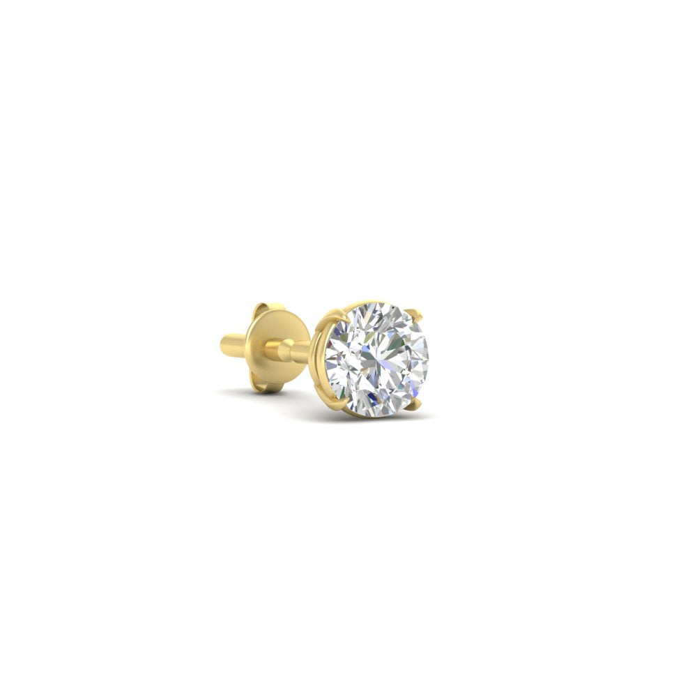 4 Carat Round Cut Single Stud Earring For Man