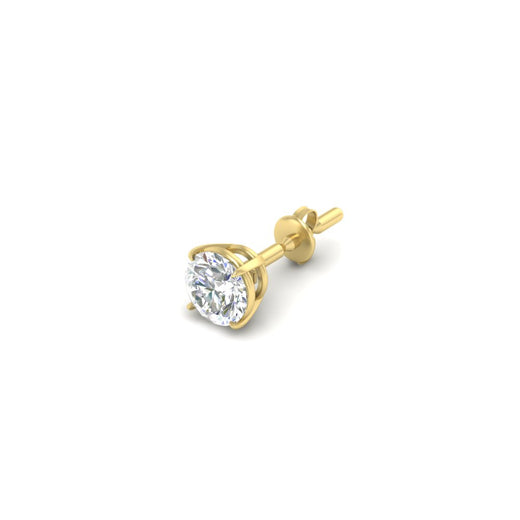 4 Carat Round Cut Single Stud Earring For Man